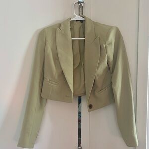 Express Light Green Cropped Blazer